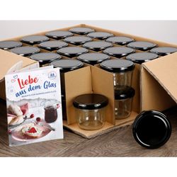 sturz-230-40erKarton-schwarz-NEU.jpg 40er Set Sturzglas 230 ml mit schwarzem Deckel inkl. Diamant Gelierzauber Rezeptheft_Bild_5
