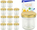 12er Set Sturzglas 167 ml To 66 goldener Deckel incl. Diamant Gelierzauber Rezeptheft_Bild_1