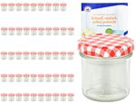 50er Set Sturzglas 167 ml To 66 rot karierter Deckel incl. Diamant Gelierzauber Rezeptheft_Bild_4