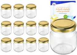 MamboCat-10848-12er-Set-Rundglas-212-ml-nieder-To_4.jpg 12er Set Rundglas 212 ml nieder To 66 goldener Deckel incl. Diamant Gelierzauber Rezeptheft_Bild_2