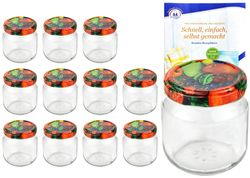 MamboCat-10856-12er-Set-Rundglas-212-ml-nieder-To_4.jpg 12er Set Rundglas 212 ml nieder To 66 Obst Dekor Deckel incl. Diamant Gelierzauber Rezeptheft_Bild_3