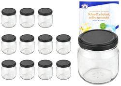 MamboCat-10865-12er-Set-Rundglas-212-ml-nieder-To_4.jpg 12er Set Rundglas 212 ml nieder To 66 schwarzer Deckel incl. Diamant Gelierzauber Rezeptheft_Bild_3