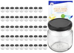 MamboCat-10867-24er-Set-Rundglas-212-ml-nieder-To_4.jpg 50er Set Rundglas 212 ml nieder To 66 schwarzer Deckel incl. Diamant Gelierzauber Rezeptheft_Bild_4