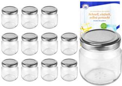 MamboCat-10869-12er-Set-Rundglas-212-ml-nieder-To_4.jpg 12er Set Rundglas 212 ml nieder To 66 silberner Deckel incl. Diamant Gelierzauber Rezeptheft_Bild_3