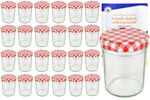 25er Set Sturzglas 230 ml HOCH To 66 rot karierter Deckel incl. Diamant Gelierzauber Rezeptheft_Bild_4