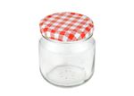 12er Set Rundglas 212 ml nieder To 66 rot karierter Deckel incl. Diamant Gelierzauber Rezeptheft_Bild_4