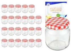 MamboCat-10907-12er-Set-Rundglas-212-ml-nieder-To_4.jpg 24er Set Rundglas 212 ml nieder To 66 rot karierter Deckel incl. Diamant Gelierzauber Rezeptheft_Bild_4