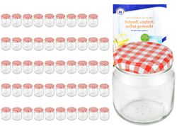 MamboCat-10908-24er-Set-Rundglas-212-ml-nieder-To_4.jpg 50er Set Rundglas 212 ml nieder To 66 rot karierter Deckel incl. Diamant Gelierzauber Rezeptheft_Bild_4