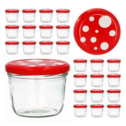 sturz230-fliegenpilz.jpg CAPCRO 25er Set Sturzglas 230 ml To 82 Fliegenpilz Deckel rot weiß gepunktet_Bild_3