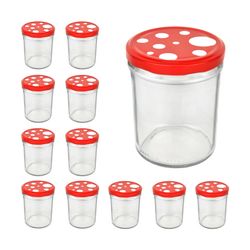 12er-435ml-Fliegenpilz.jpg CAPCRO 12er Set Sturzglas 435 ml To 82 Fliegenpilz Deckel rot weiß gepunktet_Bild_3