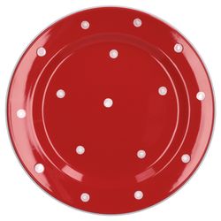 wellco-emily-essteller-drauf-01.jpg 6er Set Essteller flach Emily 27cm rot mit weißen Punkten_Bild_2