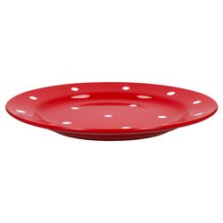 wellco-emily-essteller-schraeg-01.jpg 6er Set Essteller flach Emily 27cm rot mit weißen Punkten_Bild_3