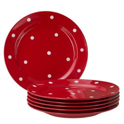 wellco-emily-speiseteller-6tlg-set.jpg 6er Set Essteller flach Emily 27cm rot mit weißen Punkten_Bild_1