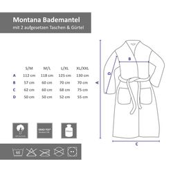 03-Kela-Montana-Bademantel-beige-Bemassung.jpg Bademantel Montana beige 100% Baumwolle Jacquard Größe XL/XXL - 20565_Bild_3
