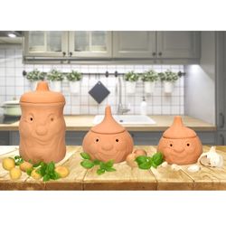 mambocat-zwiebeltopf-onni-still-life.jpg 3tlg. Terrakotta Set Knoblauchtopf Knut + Zwiebeltopf Onni + Kartoffeltopf Karl _Bild_4