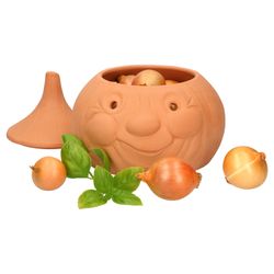 mambocat-zwiebeltopf-onni-zwiebeln-basilikum-deckel.jpg 3tlg. Terrakotta Set Knoblauchtopf Knut + Zwiebeltopf Onni + Kartoffeltopf Karl _Bild_5