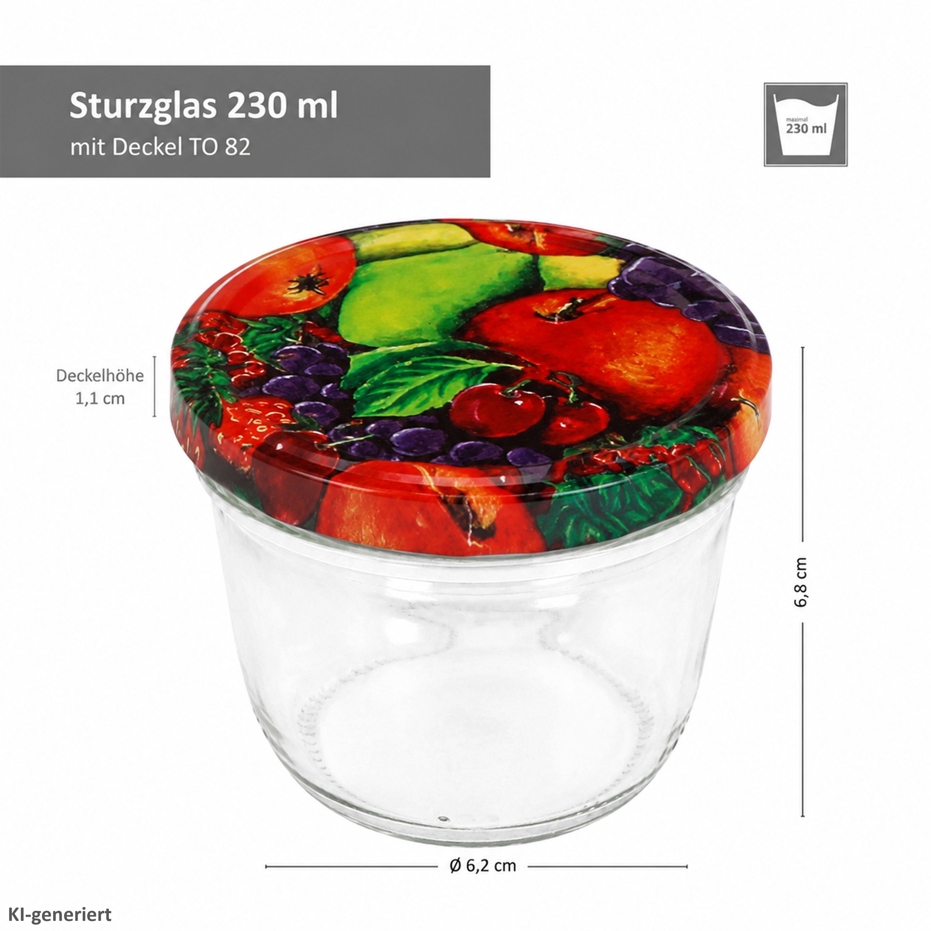 100er Set Sturzglas 230 ml To 82 Obst Deckel incl. Diamant Gelierzauber Rezeptheft****Vorgepackt: REGAL C /// PLATZ 105