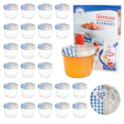 sturz-glas-holz-herz-blaukariert-deckel-230ml-25er-.jpg 25er Set Sturzglas 230 ml To 82 Holz Herz blau Deckel incl. Diamant Gelierzauber Rezeptheft_Bild_6