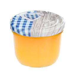 sturz-glas-holz-herz-blaukariert-deckel-230ml-marme.jpg 25er Set Sturzglas 230 ml To 82 Holz Herz blau Deckel incl. Diamant Gelierzauber Rezeptheft_Bild_3