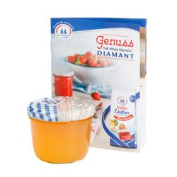 sturz-glas-holz-herz-blaukariert-deckel-230ml-rezep.jpg 25er Set Sturzglas 230 ml To 82 Holz Herz blau Deckel incl. Diamant Gelierzauber Rezeptheft_Bild_4