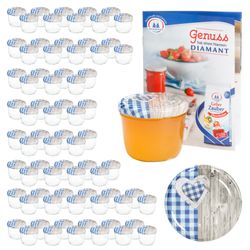 sturz-glas-holz-herz-blaukariert-deckel-230ml-100er.jpg 100er Set Sturzglas 230 ml To 82 Holz Herz blau Deckel incl. Diamant Gelierzauber Rezeptheft_Bild_6