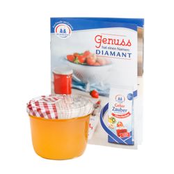 sturz-glas-holz-herz-rotkariert-deckel-230ml-rezept.jpg 25er Set Sturzglas 230 ml To 82 Holz Herz rot Deckel incl. Diamant Gelierzauber Rezeptheft_Bild_4