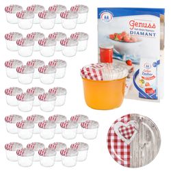 sturz-glas-holz-herz-rotkariert-deckel-230ml-40er-s.jpg 40er Set Sturzglas 230 ml To 82 Holz Herz rot Deckel incl. Diamant Gelierzauber Rezeptheft_Bild_6