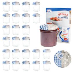 sturz-glas-holz-herz-blaukariert-deckel-350ml-25er-.jpg 25er Set Sturzglas 350 ml To 82 Deckel Holz-Herz blau incl. Diamant Gelierzauber Rezeptheft_Bild_6