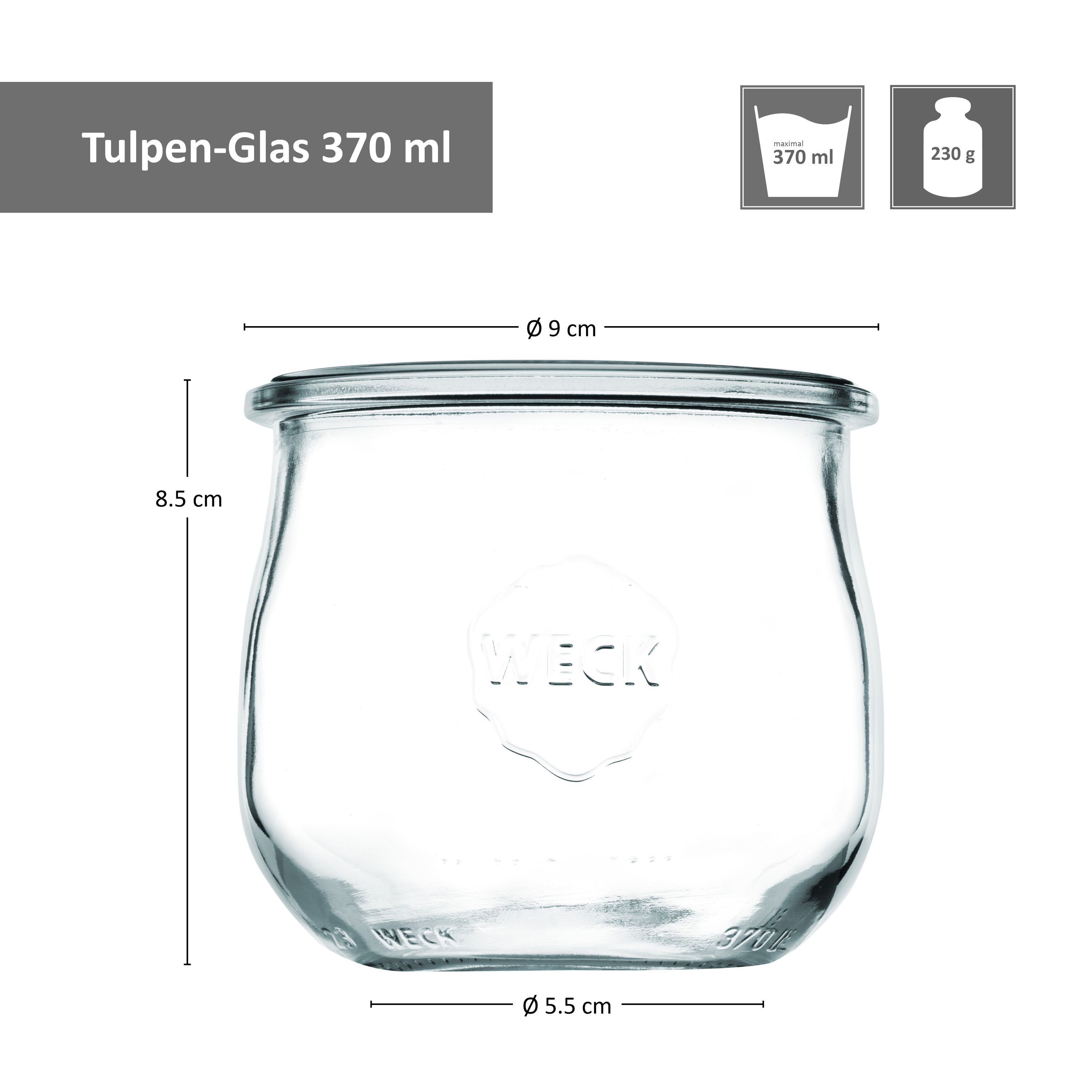 24er Set Weck Gläser 370ml Tulpenglas inkl Rezeptheft