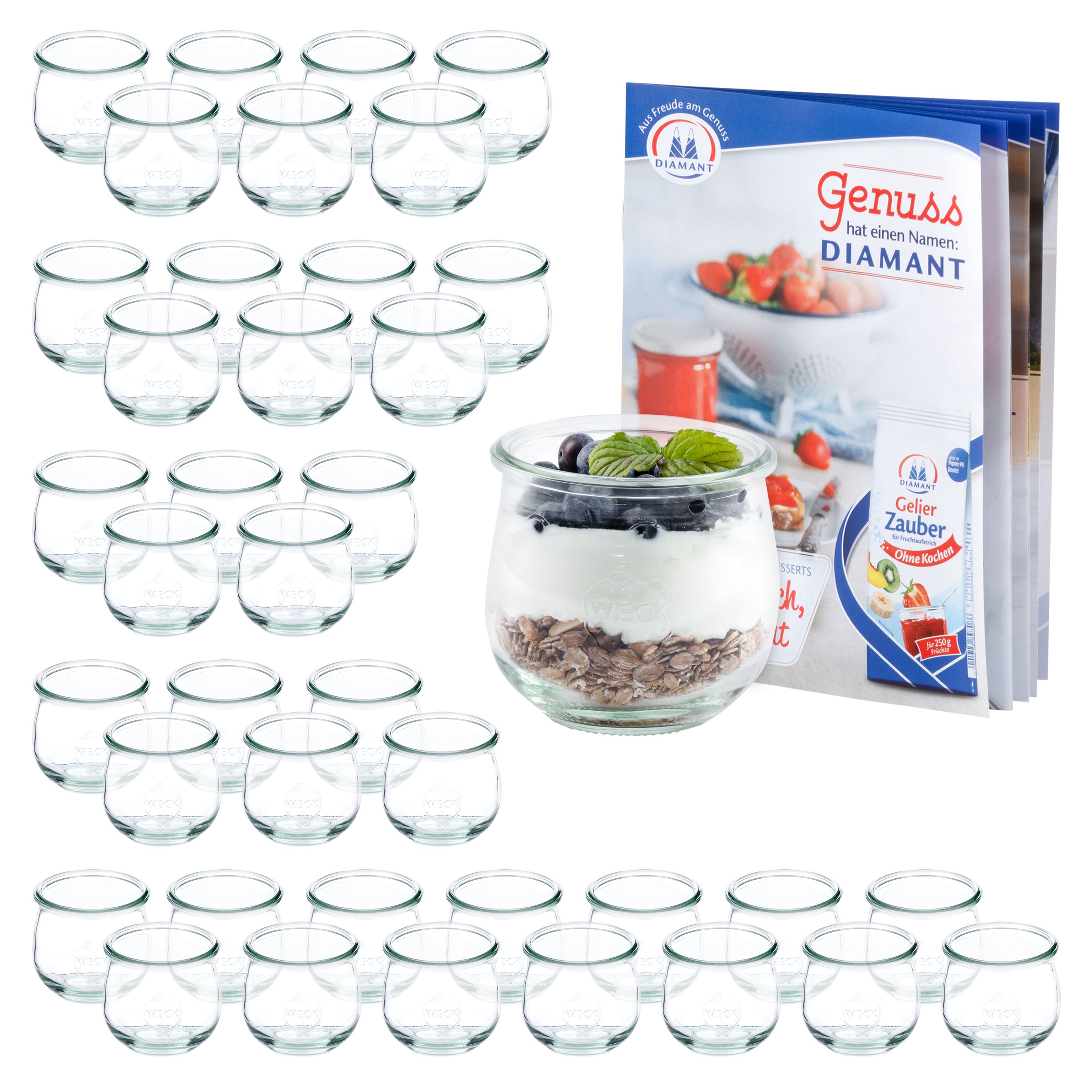 48er Set Weck Gläser 370ml Tulpenglas inkl Rezeptheft