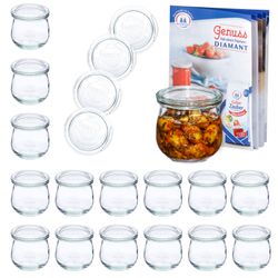01-WECK-Tulpenglas-370ml-mit-deckel-18er-set.jpg 18er Set Weck Gläser 370ml Tulpenglas mit 18 Glasdeckeln inkl Rezeptheft_Bild_1