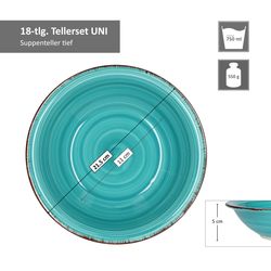 04-hit-uni-bunt-18tlg-set-suppenteller-bemassung.jpg 18tlg. Tellerset Uni Bunt für 6 Personen in unterschiedlichen Farben_Bild_4