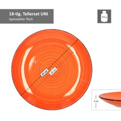 05-hit-uni-bunt-18tlg-set-speiseteller-bemassung.jpg 18tlg. Tellerset Uni Bunt für 6 Personen in unterschiedlichen Farben_Bild_3