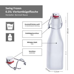 Bormioli-Swing-250ml-bemassung.jpg 6er Set Glasflaschen Serie Swing Frosted mit Bügelverschluss 250ml_Bild_7