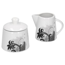 van-well-black-flower-milchkanne-zuckerdose.jpg 2tlg. Set Milchkännchen 22cl & Zuckerdose 26cl Black Flower_Bild_1