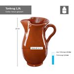 7tlg. Tongeschirr Set Tonkrug 1.9L + 6 Tonbecher 175ml braun glasiert_Bild_2