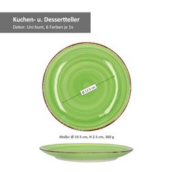 03-hit-uni-bunt-teller-6er-set-kuchenteller-bemassung.jpg 6er Set Dessert- Kuchenteller Uni Bunt_Bild_3