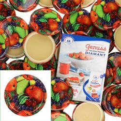sturz-deckel-Obstfruechte-50er-set-mit-heft.jpg 50er Set Deckel To 82 Obst passend für 230ml / 350ml / 435ml Gläser incl. Diamant-Zucker Gelierzauber Rezeptheft_Bild_1