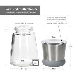06-11666-kela-molinio-gewuerzmuehlen-grau-bemassung.jpg Geschenkset 2x Gewürzmühle + 10x Gewürzglas 300ml mit Korkdeckel_Bild_6