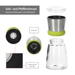 07-11666-kela-molinio-gewuerzmuehlen-gruen-bemassung.jpg Geschenkset 2x Gewürzmühle + 10x Gewürzglas 300ml mit Korkdeckel_Bild_7