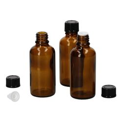 01-50ml-Miniaturflaschen-Tropfer-3er-Set.jpg 3er Set Apothekerflaschen Glasflasche braun 50ml mit Tropf-Deckel_Bild_1