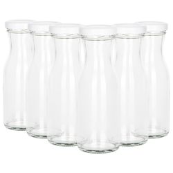 02-20768-weithalsflasche-150ml-6er-set.jpg 6er Set Weithalsflasche Karaffe 150 ml + To 43 Deckel weiß_Bild_2