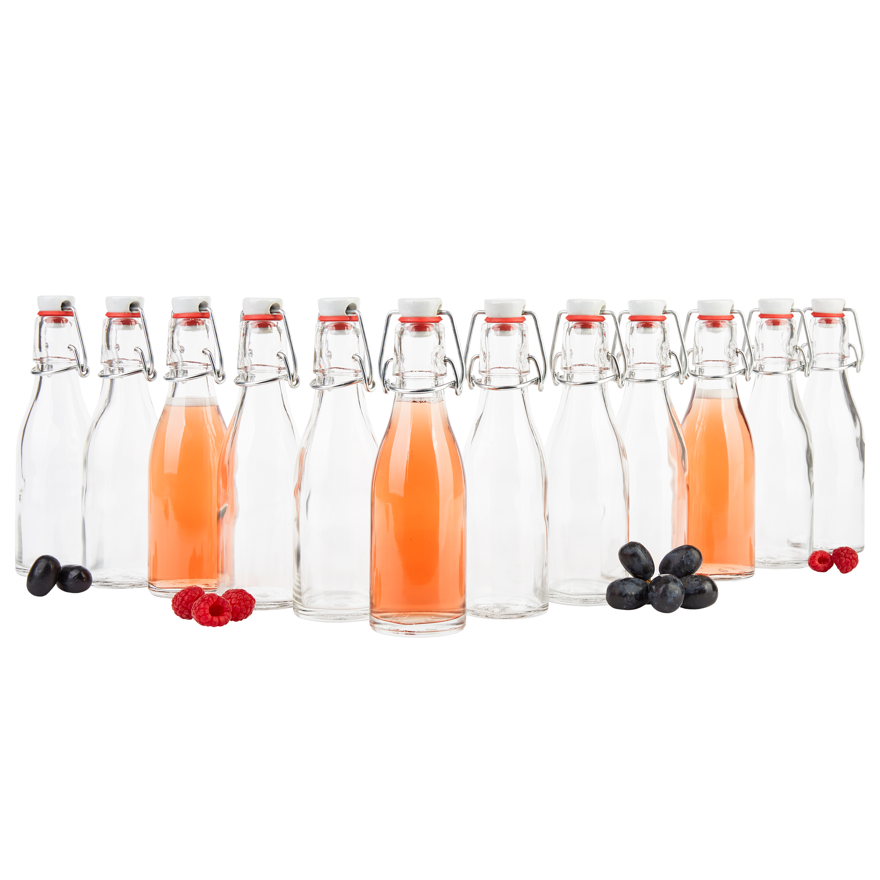 12er Set Bügelflasche 200 ml + Bügelverschluss - Glasflasche für Most, Saft, Bier, Schnaps, Likör, Essig & Öl