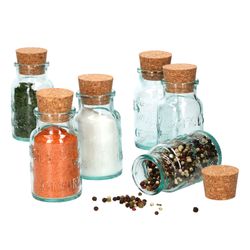 01-VE-Gewuerzglas-6erSet-125ml.jpg 6er Set Gewürzgläser grün 125ml + Korken - zur Aufbewahrung von Kräutern & Gewürzen_Bild_1