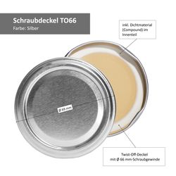 03-TO-66-Deckel-Bemassung-silber.jpg JUST MARRIED 50er Set Deckel To 66 silber passend für 125ml Gläser + Hochzeits-Etiketten_Bild_3