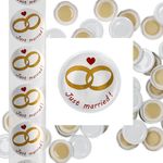 JUST MARRIED 50er Set Deckel To 43 weiß passend für 37/53ml Gläser + Hochzeits-Etiketten_Bild_1