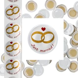 01-sturz-deckel-TO43-50er-sets-uni-mit-etikett-weiss.jpg JUST MARRIED 50er Set Deckel To 43 weiß passend für 37/53ml Gläser + Hochzeits-Etiketten_Bild_1
