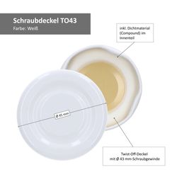 03-TO-43-Deckel-Bemassung-weiss.jpg JUST MARRIED 50er Set Deckel To 43 weiß passend für 37/53ml Gläser + Hochzeits-Etiketten_Bild_3