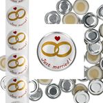 JUST MARRIED 50er Set Deckel To 43 silber passend für 37/53ml Gläser + Hochzeits-Etiketten_Bild_1