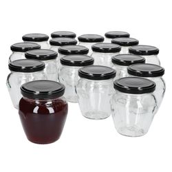 01-VE-Marmeladenglas-212ml-18er-Set-Deckel-Schwarz-Marmelade.jpg 18er Set Marmeladenglas Vaso Orcio 212ml + To63 Deckel Schwarz_Bild_1